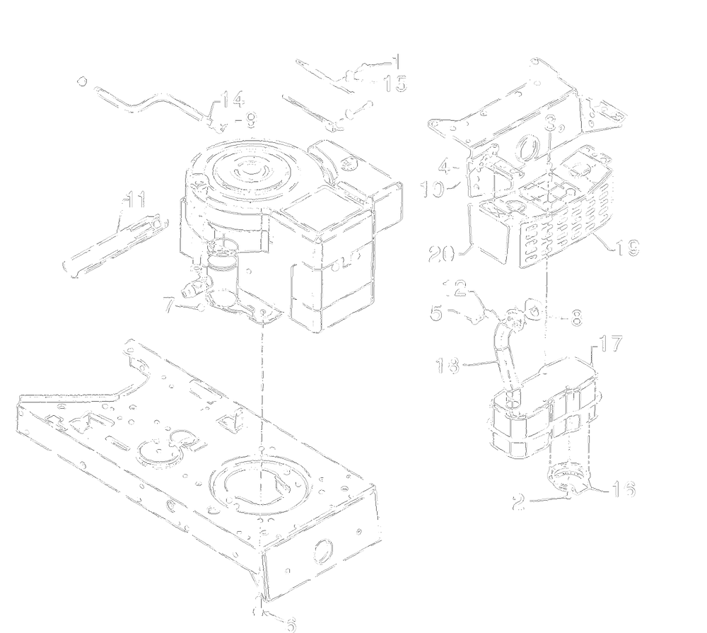 Mufflerandengine Attachments Diagram and Parts List for 13AM675G372 1997 Yard Machines Lawn Tractor